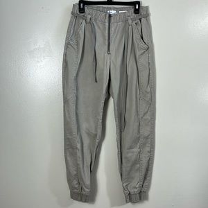 Hollister long cargo pants tan / gray drawstring ultra high-rise women’s L